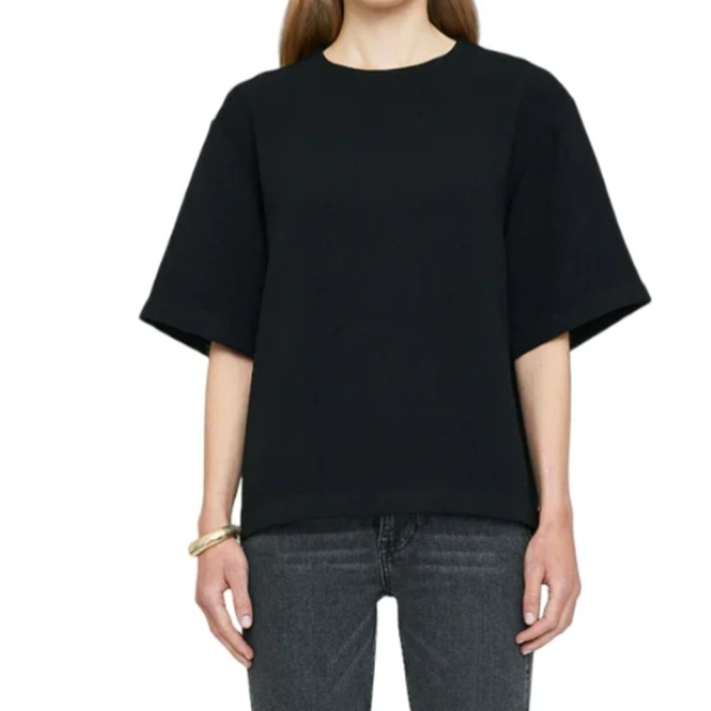 ANINE BING Maddie Crepe Classic Black Top Blouse